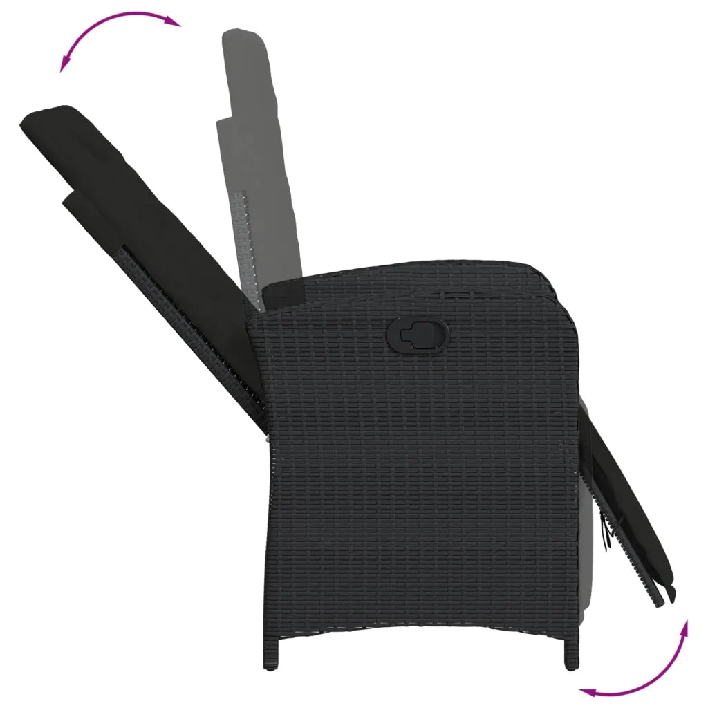 Set da Pranzo da Giardino 7 pz Nero con Cuscini in Polyrattan 3212478