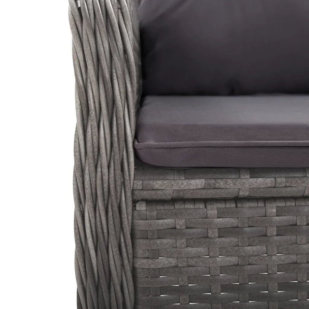 Set da Bistrot 3 pz in Polyrattan e Legno Acacia Grigio 3058535