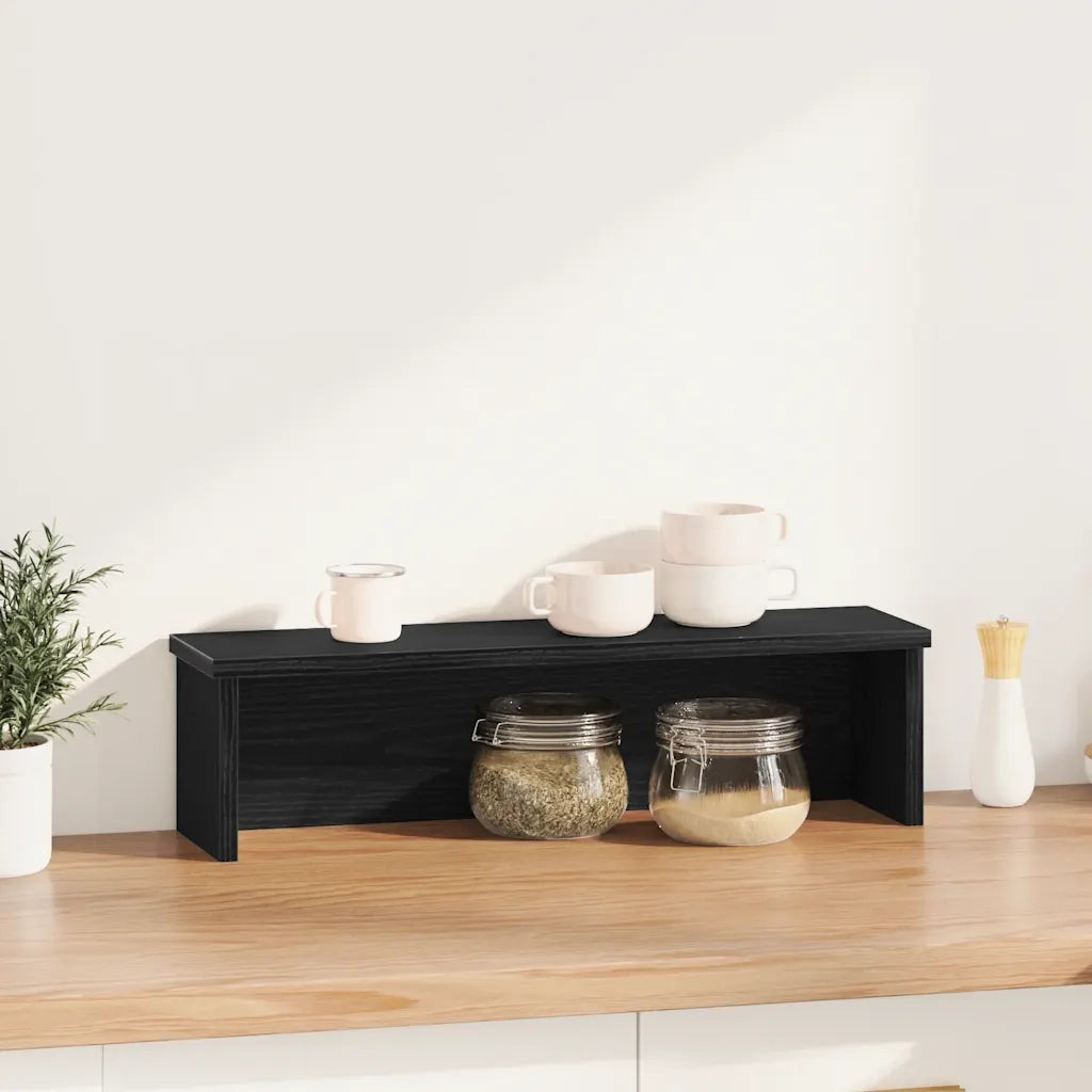 Mensola da cucina-Scaffale da Cucina Impilabile Nera 60x15x16 cm in Truciolato