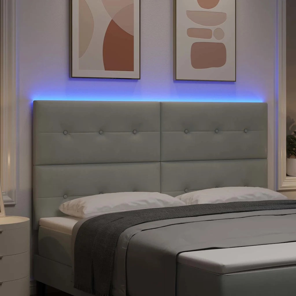 Testiera | Testata LED con strisce LED Grigio chiaro 180 cm Velluto