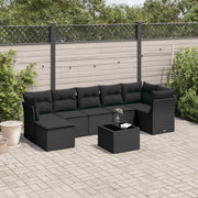 Set Divani da Giardino con Cuscini 8 pz Nero in Polyrattan