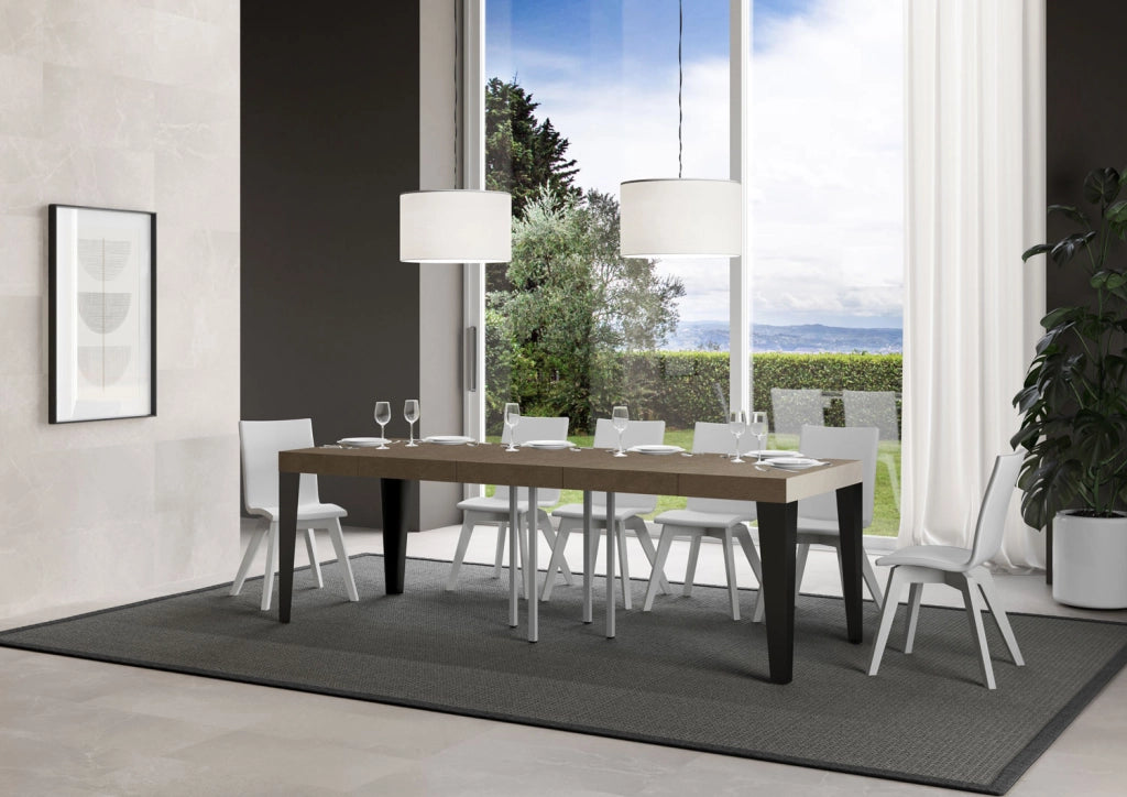 Tavolo allungabile 90x90/246 cm Flaris Premium Tortora gambe antracite