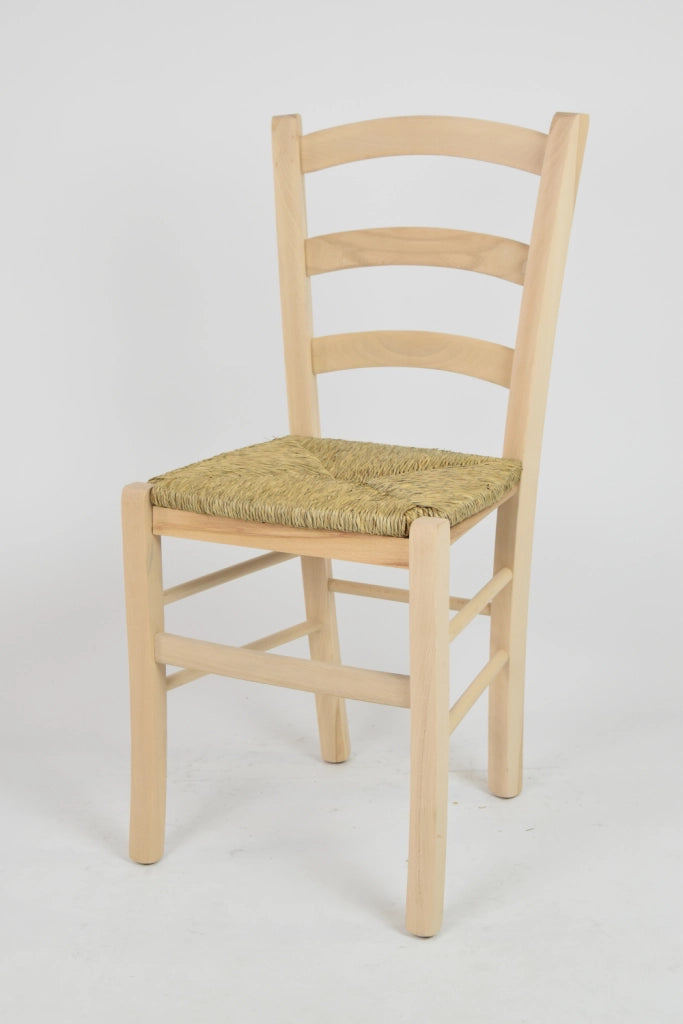 Set 6 sedie Venice Tommychairs, robusta struttura in faggio levigato, non trattato, 100% naturale e seduta in paglia