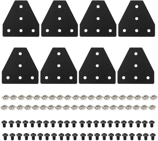 Connettori a profilo T da 20x20 - 10 pezzi in alluminio - Inclusi 40 viti M5 - 40 viti a testa M5 - Adatto per stampanti 3D - Sostenibile e facile da maneggiare