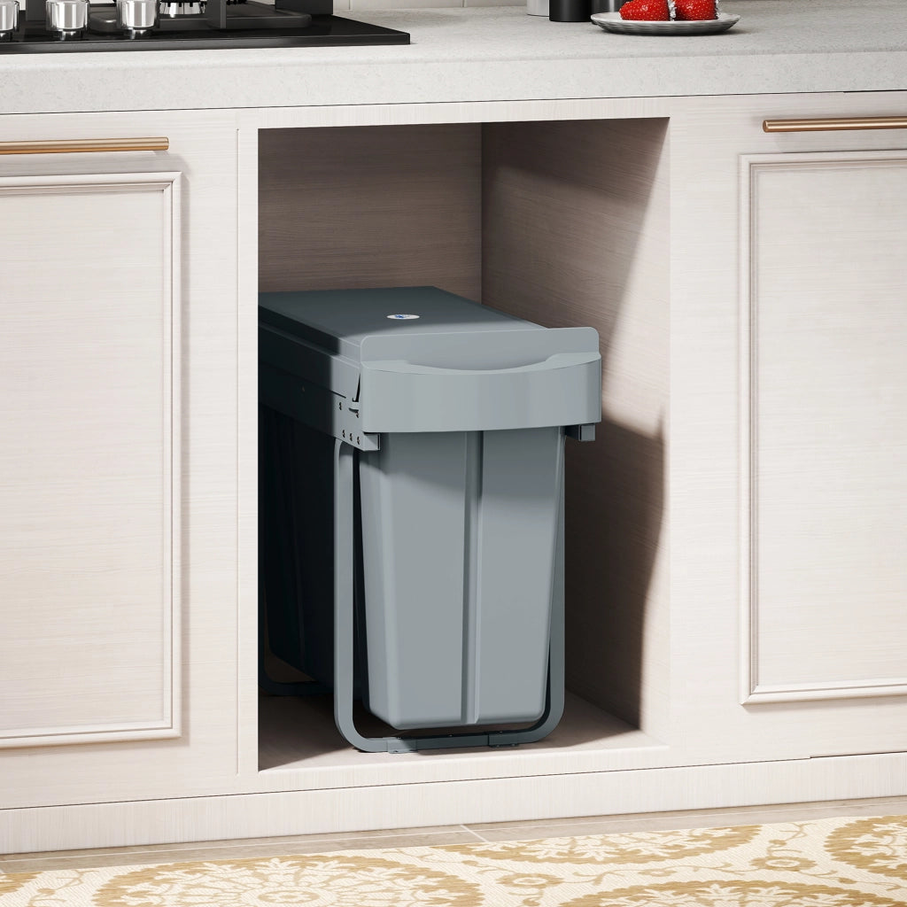 Pattumiera estraibile con 2 contenitori rimovibili ¨C Xylo ¨C 30L (20L+10L) grigio metallo