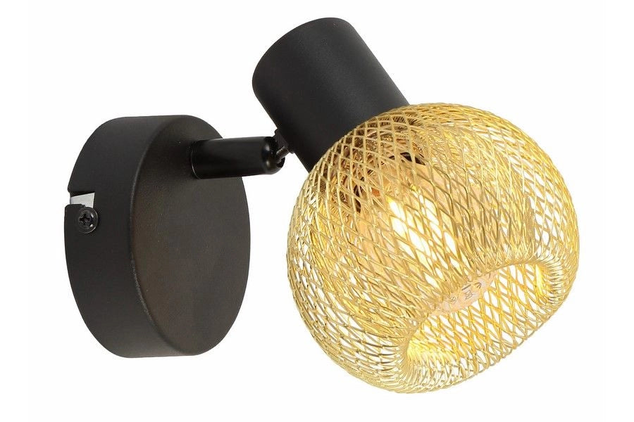 Applique Loretto nera oro industriale E14 40W Reality