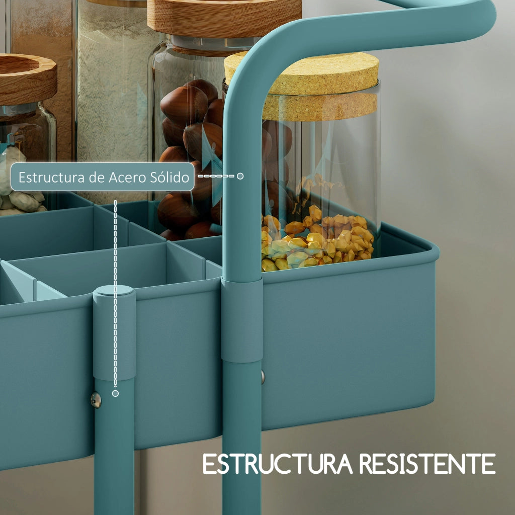 Carrello Portaoggetti Multifunzionale con Ruote e Ganci ¨C Zephmum ¨C Verde 42x38x86.5 cm