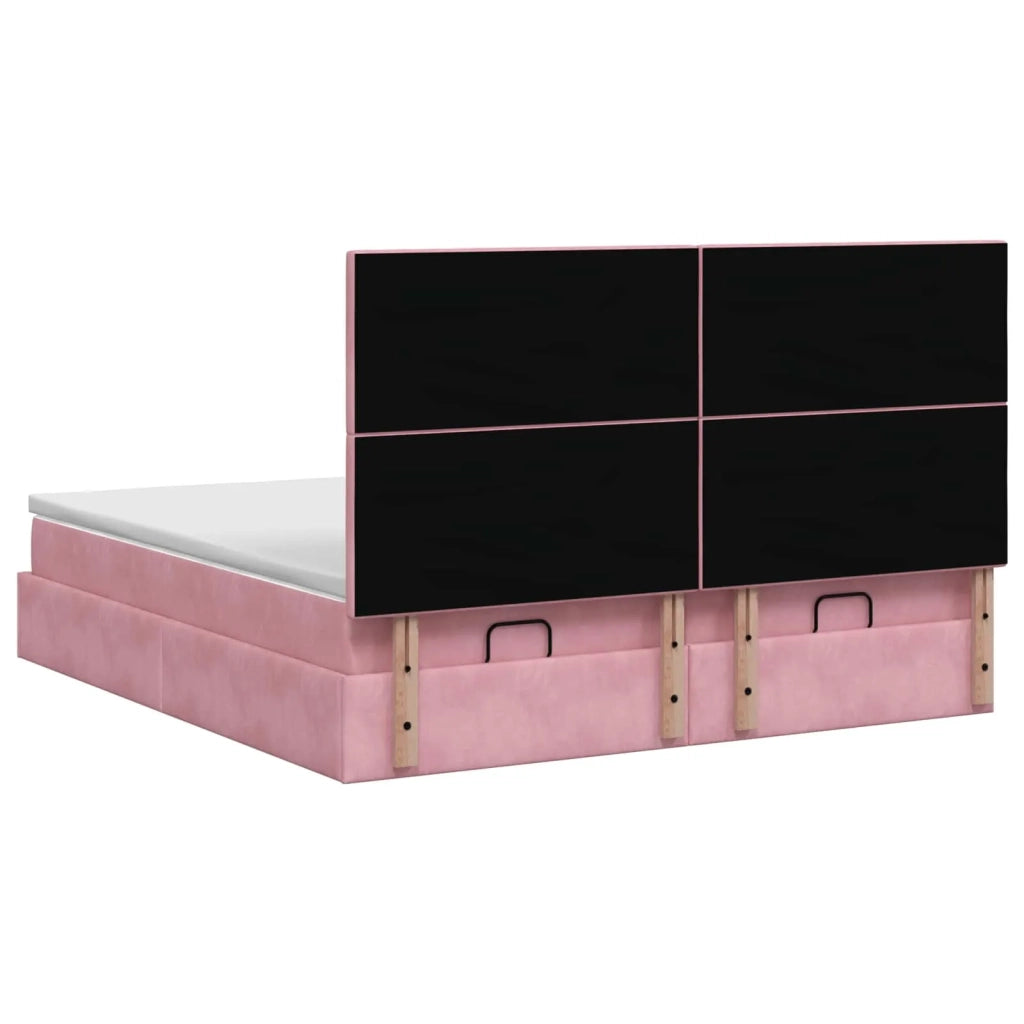 Letto ottomano con materasso con testiera 2 pz Rosa Velluto 3457907