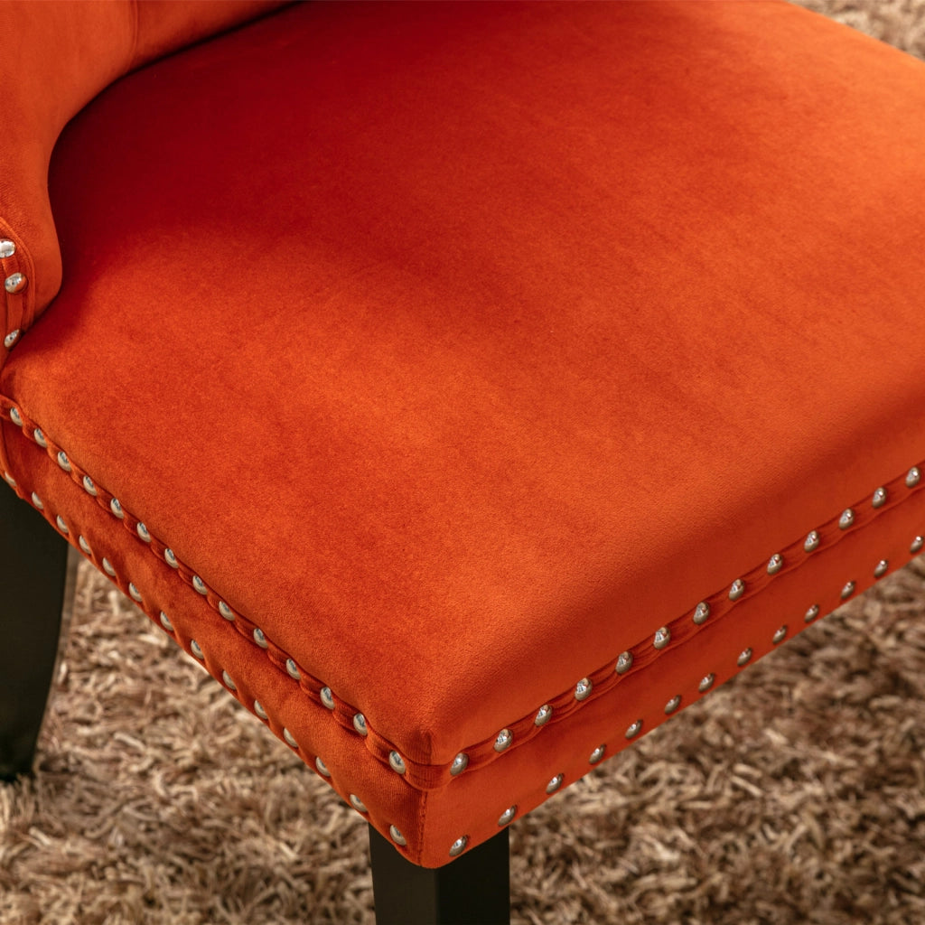 Nikki Collection - Set di 2 sedie da pranzo moderne e di alta gamma in legno massello trapuntato con rivestimento in velluto e gambe in legno con borc