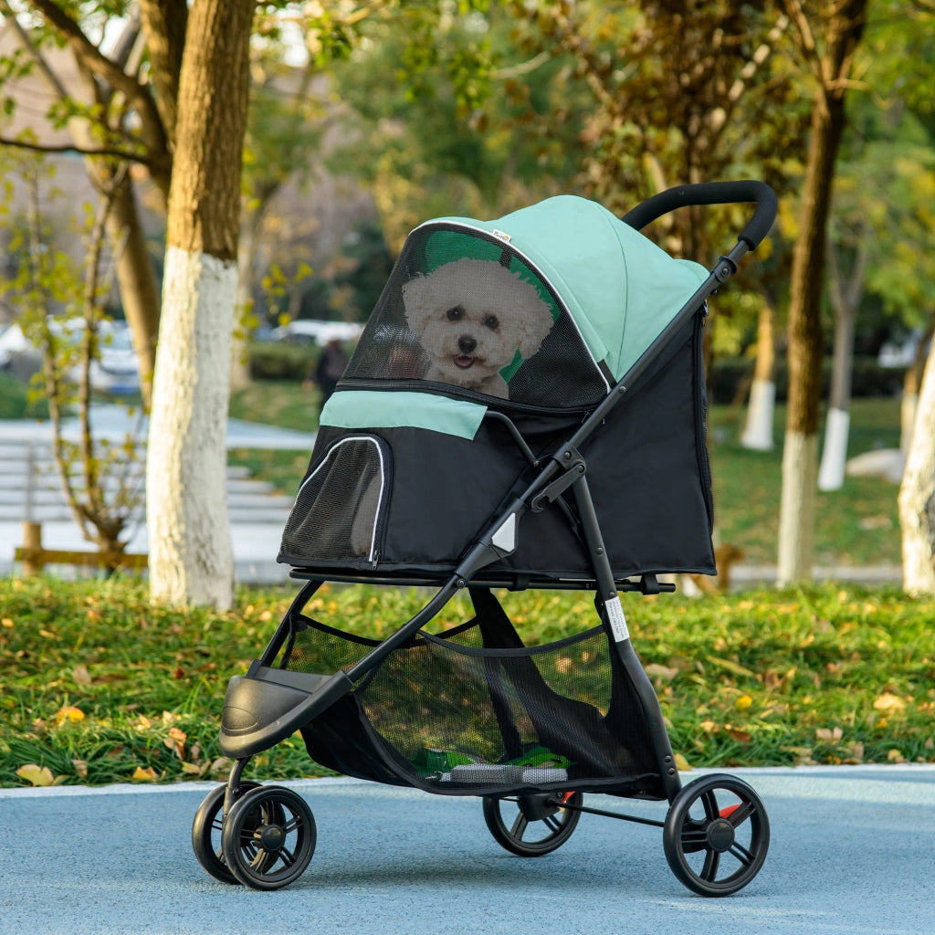 Carrello per animali domestici pieghevole ¨C Minimal ¨C Blu e verde