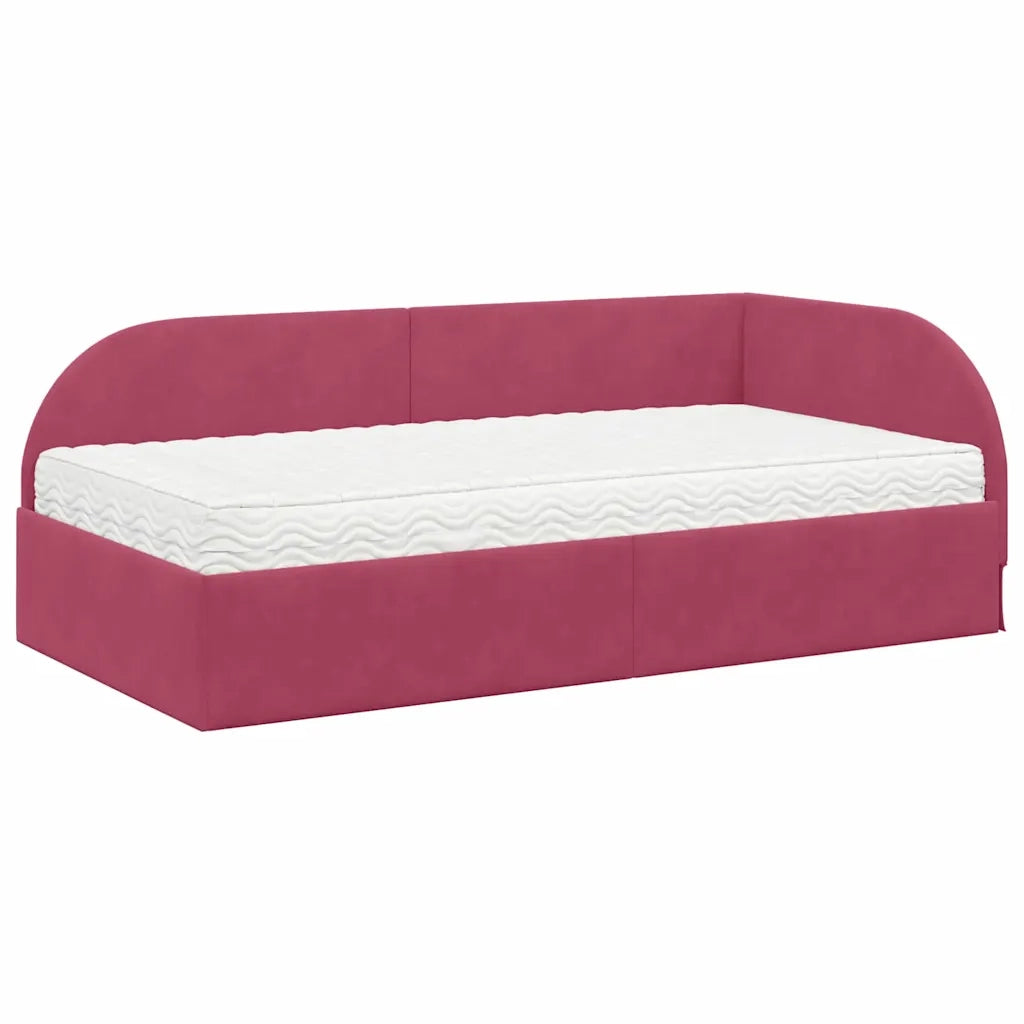 Struttura Letto Angolare con Materasso 2 pcs Verde Velluto 3394178