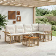 Set di divani da esterno 6 pcs Naturale e Bianco Crema 3437690