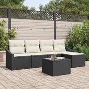 Set di divani con cuscino 6 pcs Nero polyrattan 3346687