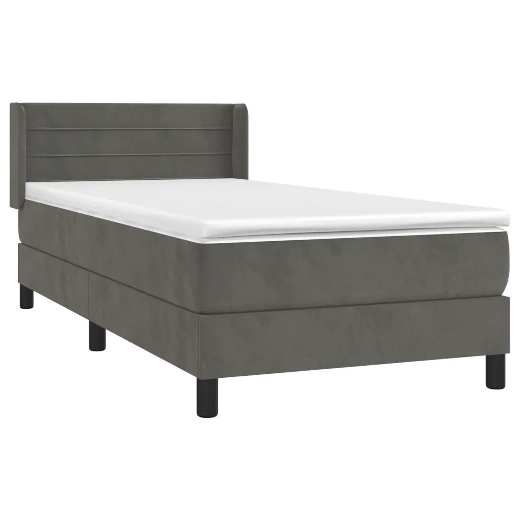Giroletto a Molle con Materasso-Struttura Letto Grigio Scuro 80x200 cm Velluto 175105