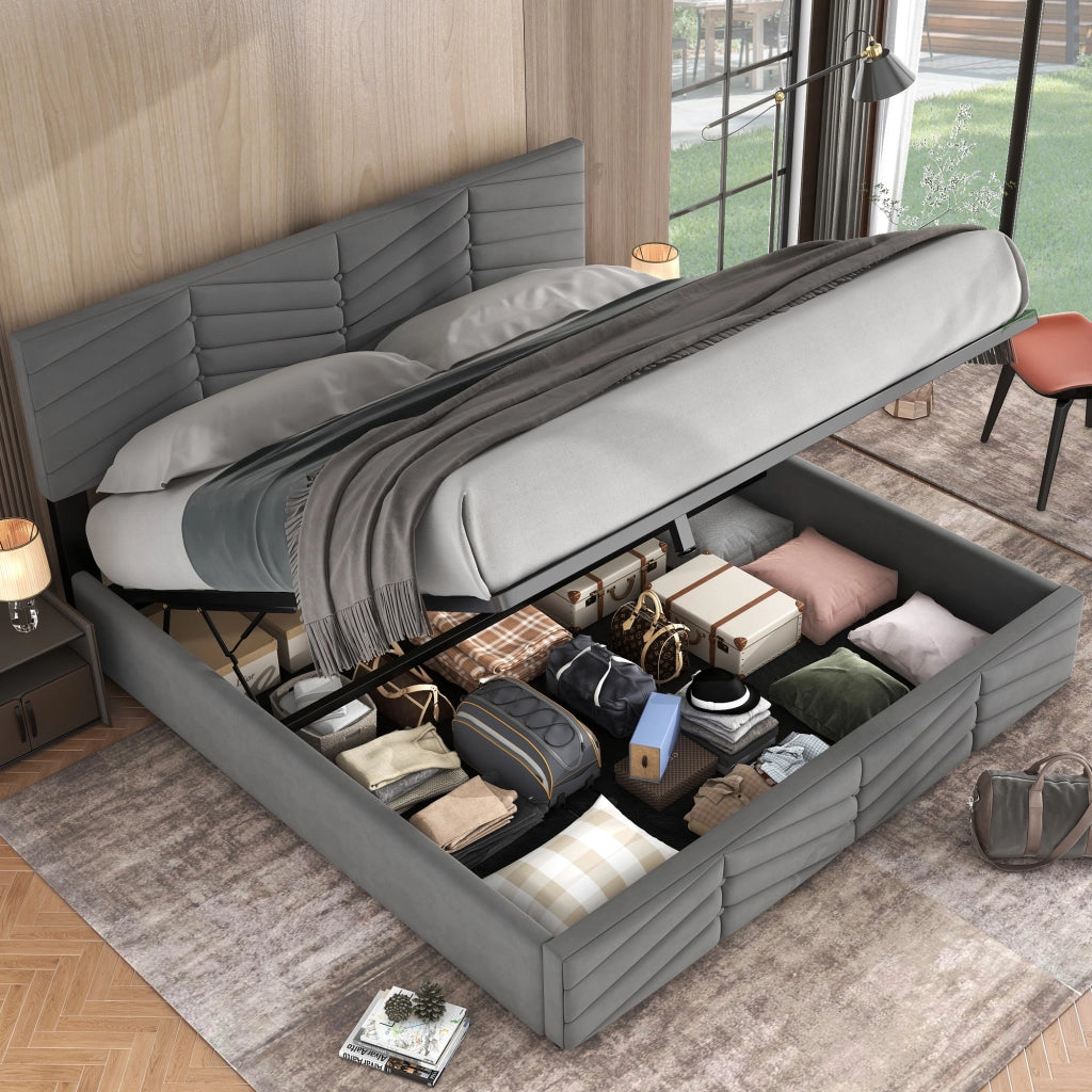 letto imbottito velluto grigio 180 x 200 cm