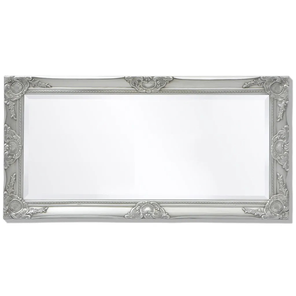 Specchio da Parete Stile Barocco 100x50 cm Argento 243681