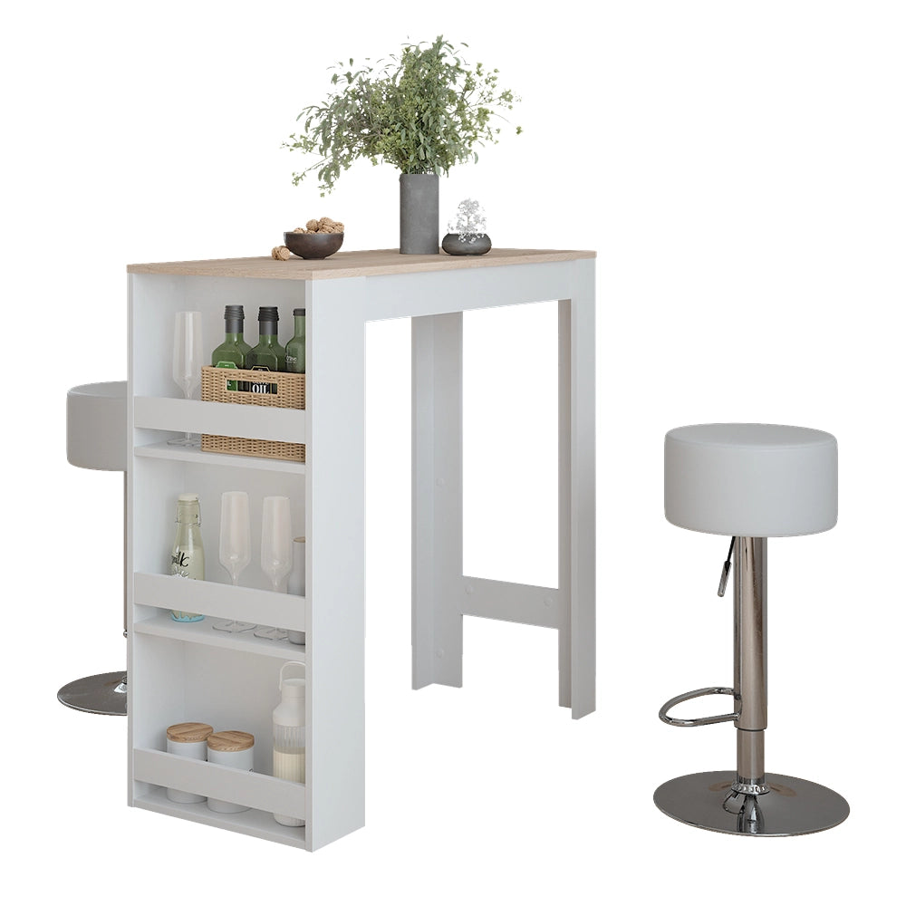 Vicco tavolo bar con sgabelli Bianco/Sonoma 45 x 110 cm con 2 sgabelli da bar