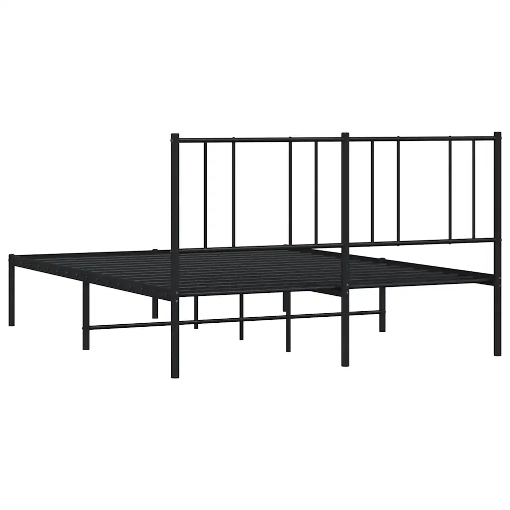 Letto matrimoniale | Letto per adulti | Giroletto con Testiera in Metallo Nero 160x200 cm
