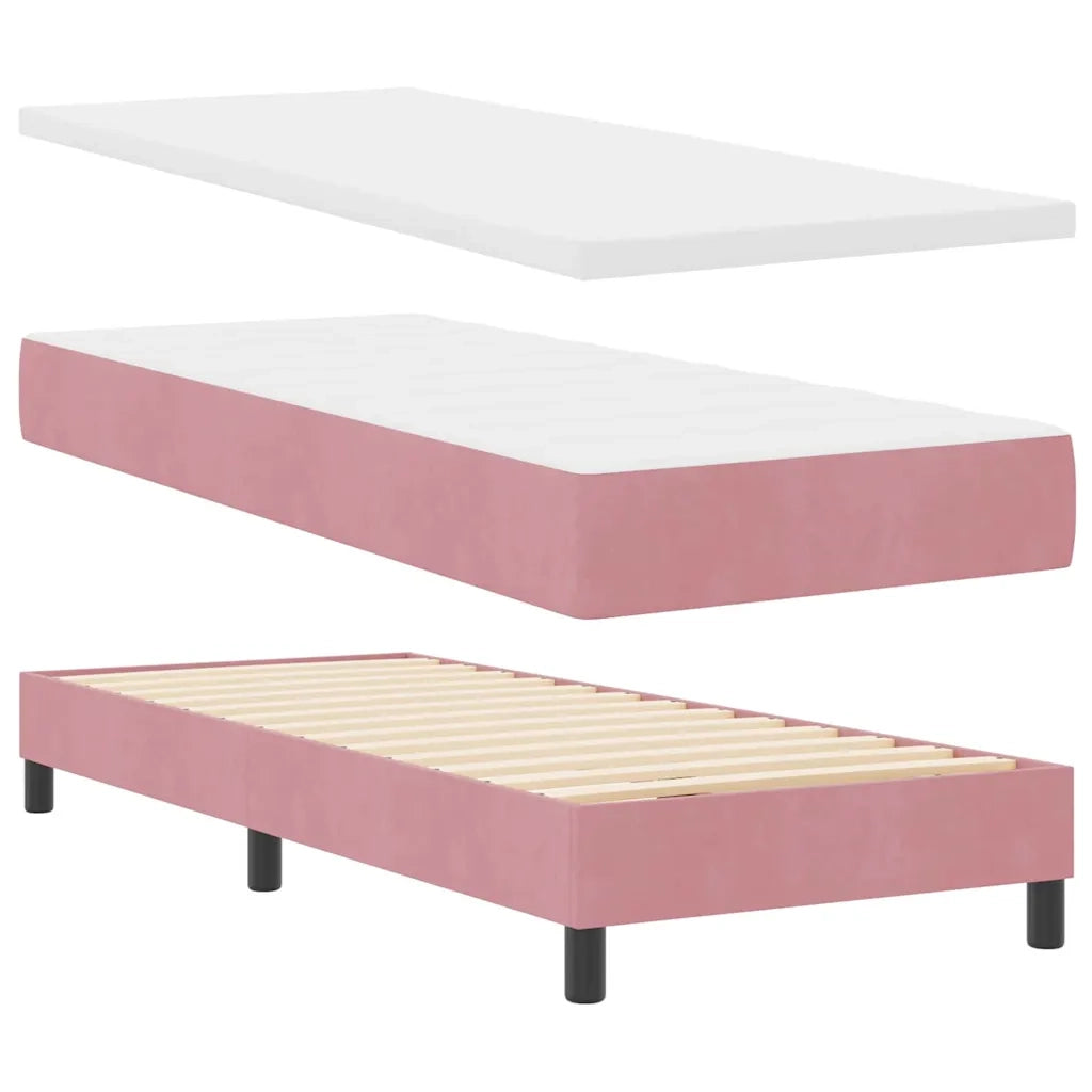 Letto a molle con materasso Rosa 200 x 80 cm Poliestere