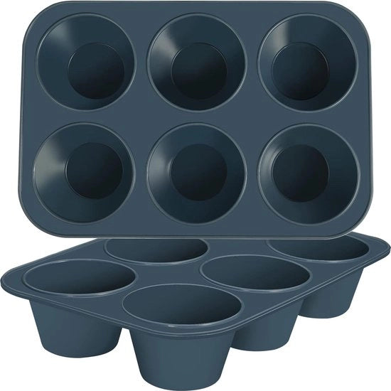 Due forme per muffin in silicone, grandi, per cupcakes, torte, budini, 27,8 x 19 x 5 cm