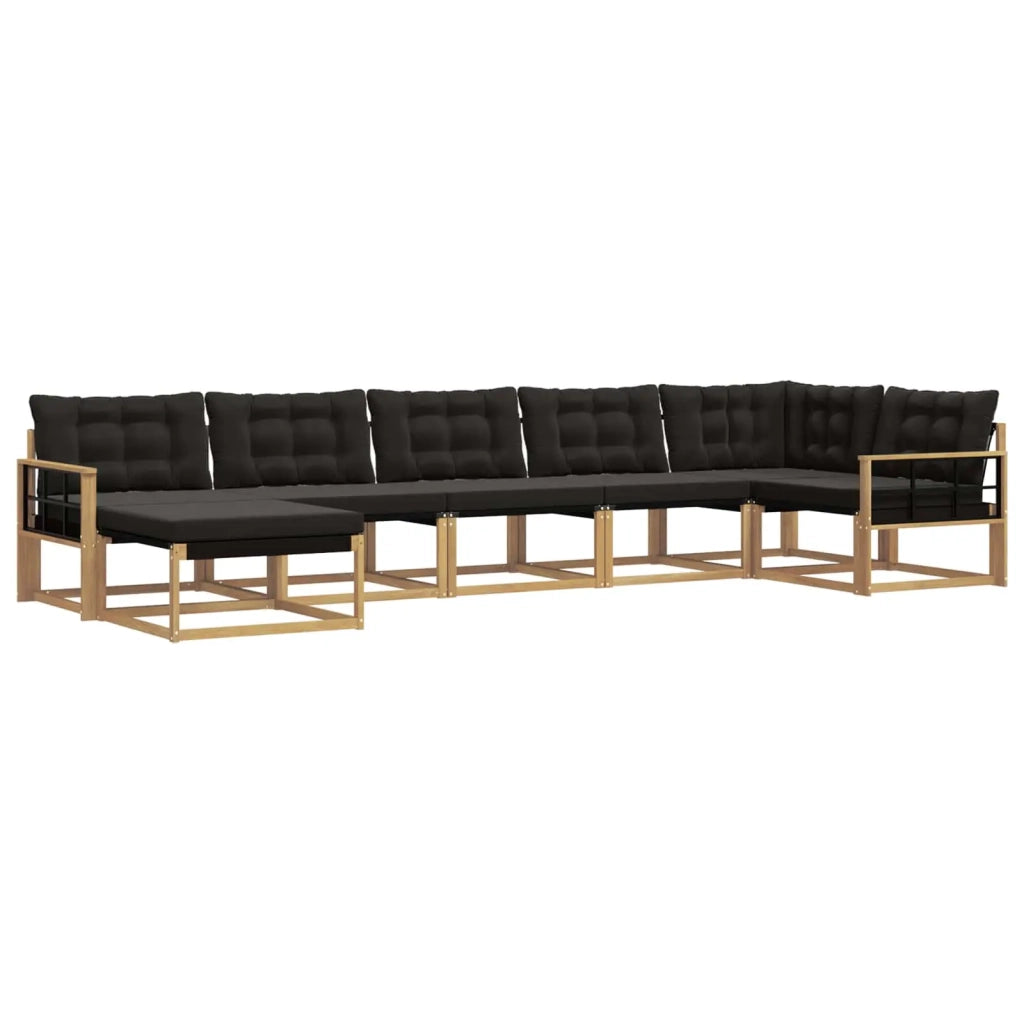 Set di divani da esterno con cuscino 7 pcs Bianco e Nero 3388906