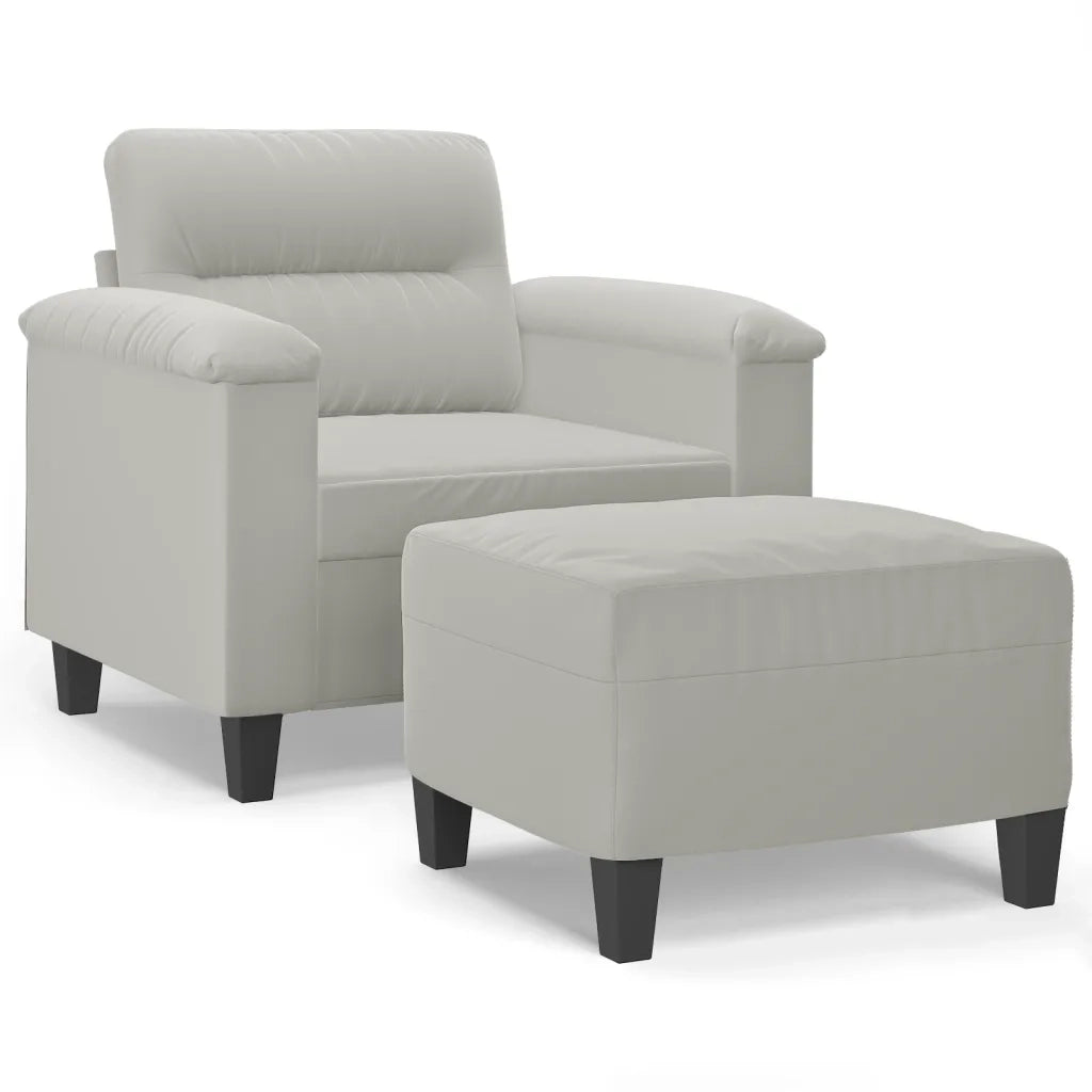 Poltrona | Sedia Relax con Poggiapiedi Grigio chiaro 60 cm Tessuto Microfibra