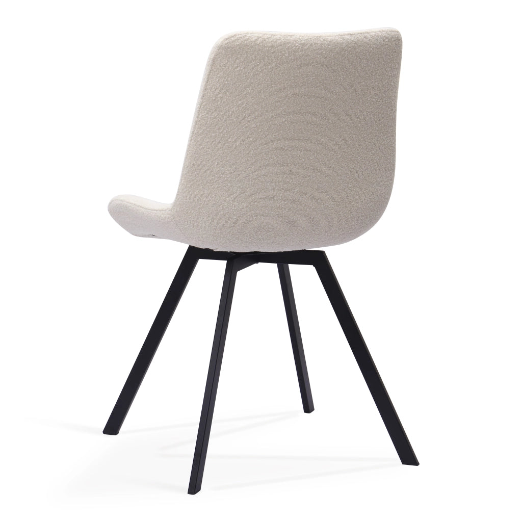 Sedia da pranzo girevole 360° in tessuto con gambe in metallo bianco 61 × 61 × 54,4 cm