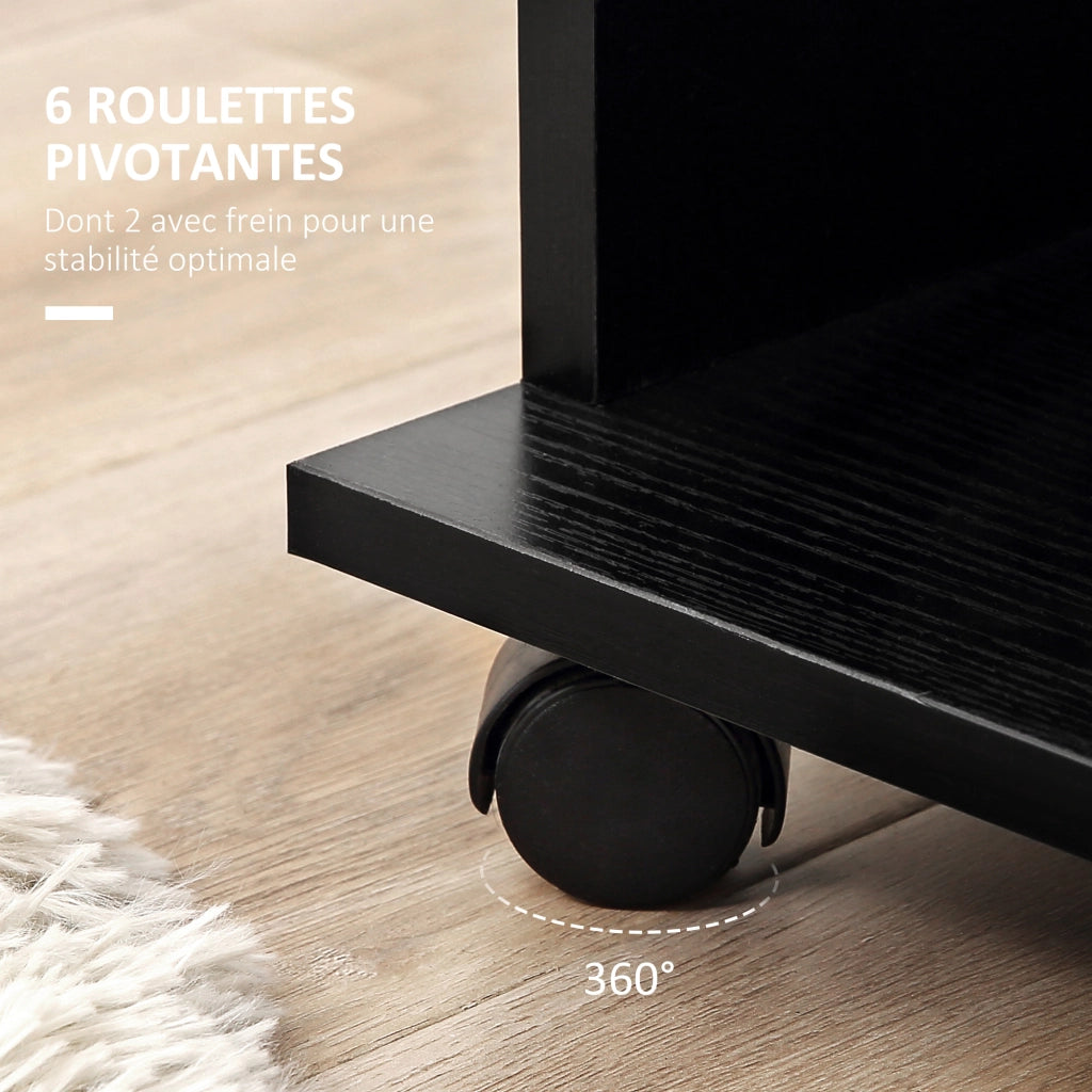 Armadio a Rullo Mobile con Appendiabiti ¨C Minimal ¨C Legno Nero 120x40x128 cm