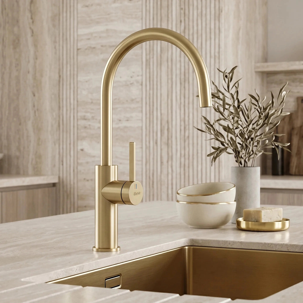 Rubinetto Da Cucina Rea Rivo Brush Gold