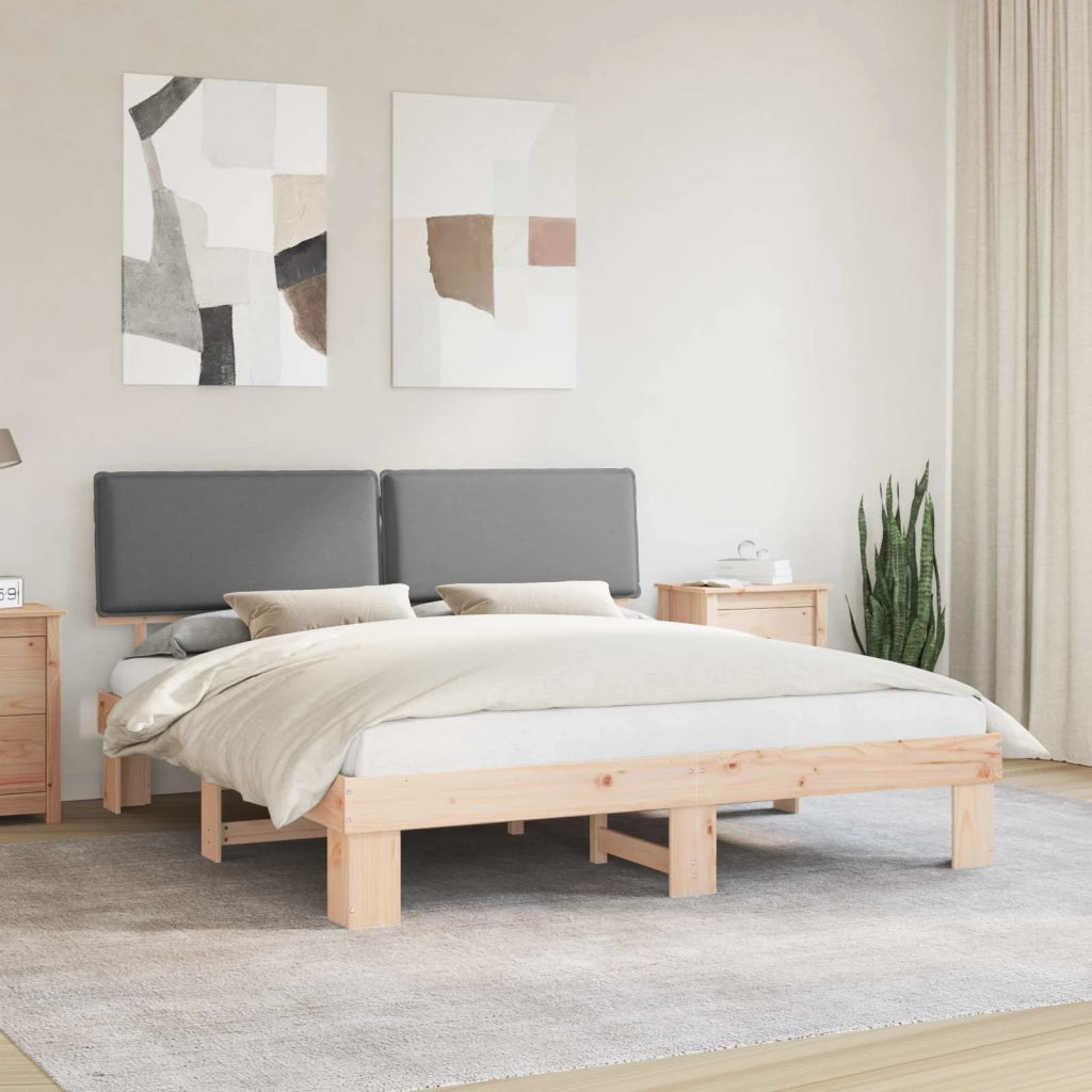 Letto matrimoniale | Letto per adulti | Letto con Testiera Rivestita Grigio chiaro 200 x 200 cm