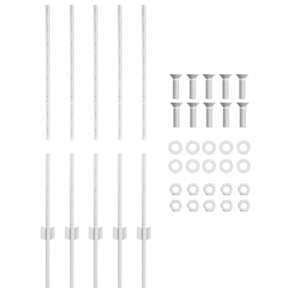 Palo della recinzione 5 pz Argento 100 cm Acciaio CFW8785090