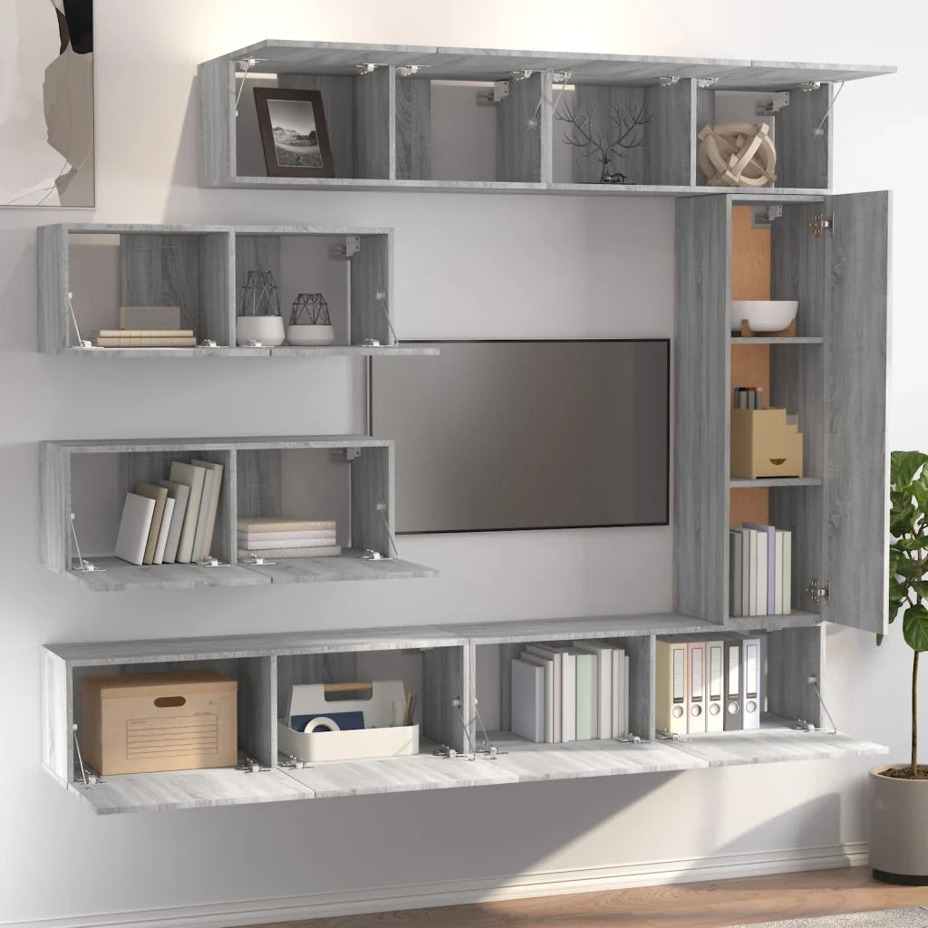 Set di Mobili Porta TV 7 pz | Armadietto TV | Mobile Porta TV Grigio Sonoma in Legno Multistrato