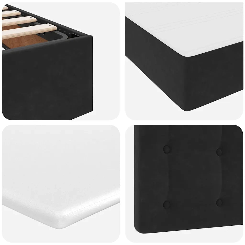Letto con contenitore e materasso Nero 200 x 200 cm Velluto 3372173