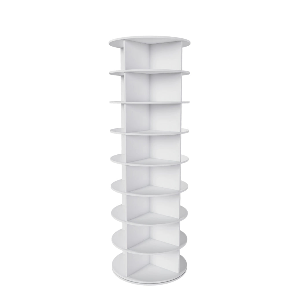 Scarpiera girevole con 8 ripiani per 32 paia di scarpe; in pvc; bianco; per ingresso; 60×60×184 cm
