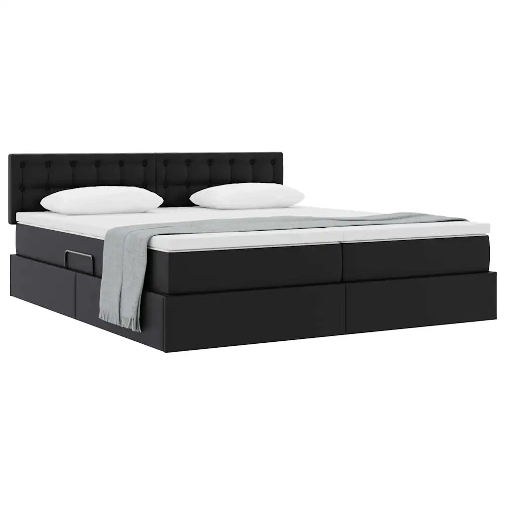 Letto con Contenitore Nero 180 x 200 cm Pelle Sintetica