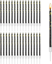Set di 30 candele per torta - Nero/ Oro - Decorazione per adulti e bambini - Lunga durata della fiamma - Materiale ecosostenibile - Candele per torta
