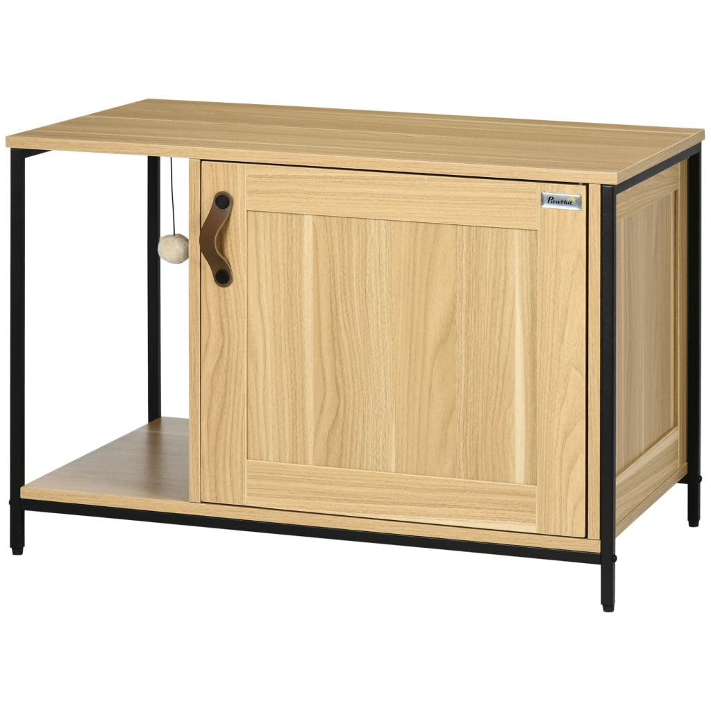 Mobile toilette per gatti stile industriale ¨C Xylo ¨C ingresso laterale acciaio legno chiaro