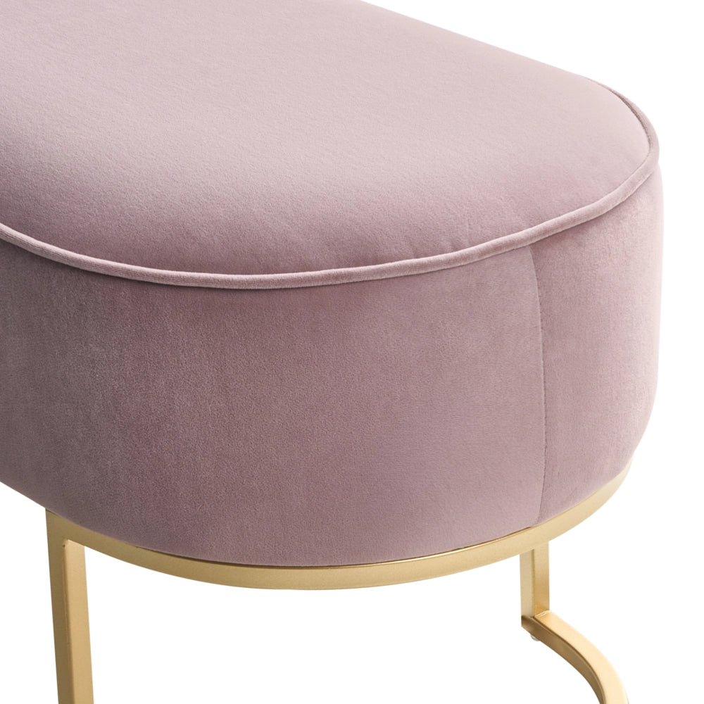 Panca imbottita rosa con gambe in metallo dorato glamour soggiorno camera da letto