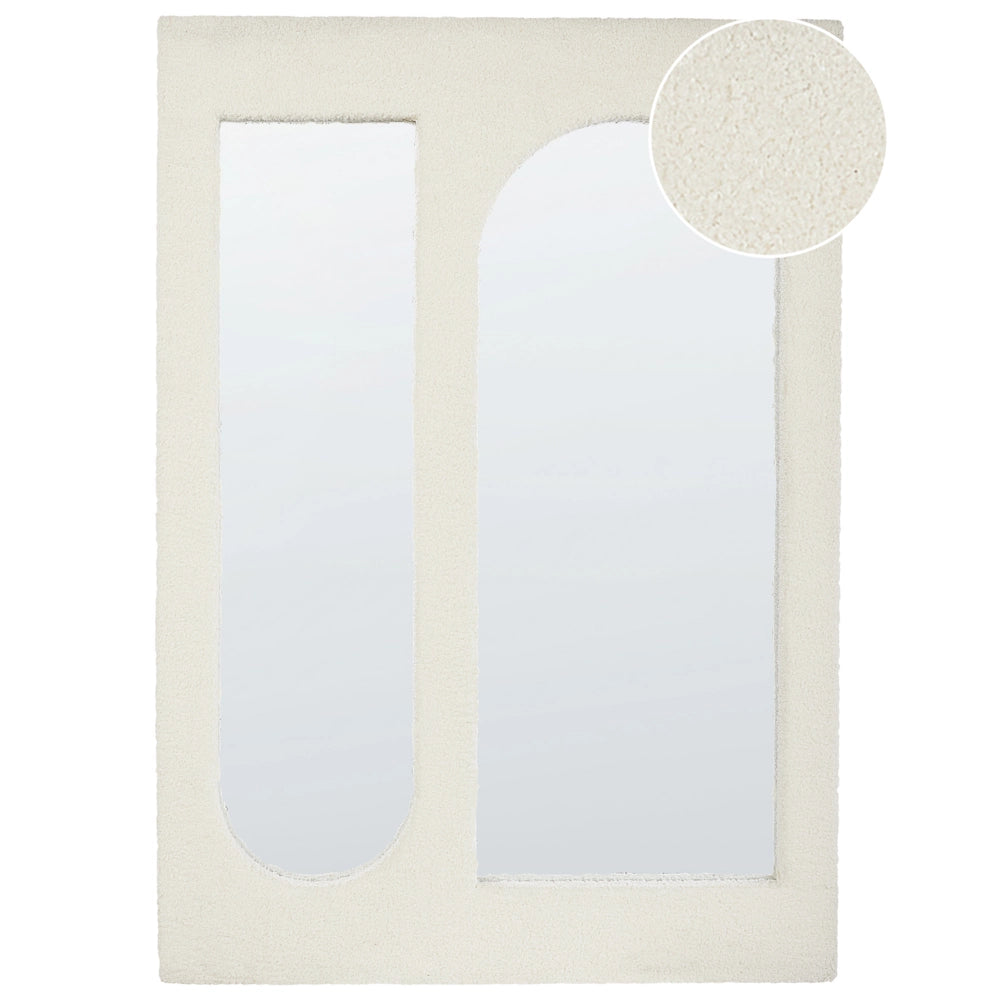 Specchio da parete con cornice bianco sporco e rivestimento in vetro 70 x 100 cm Rettangolare decorativo da parete, pezzo d'arredo in stile moderno