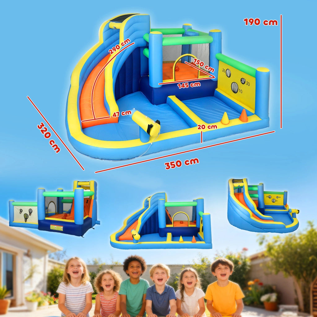 Castello gonfiabile acqua ¨C zephmum ¨C 8 in 1 con scivolo trampolino canestro anelli