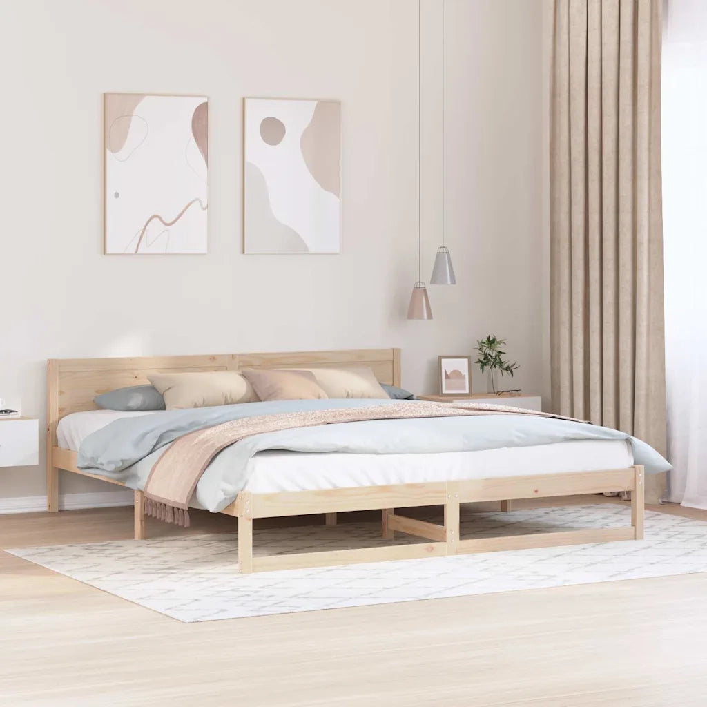 Struttura del letto Naturale 200 x 200 cm Pino massello 873259