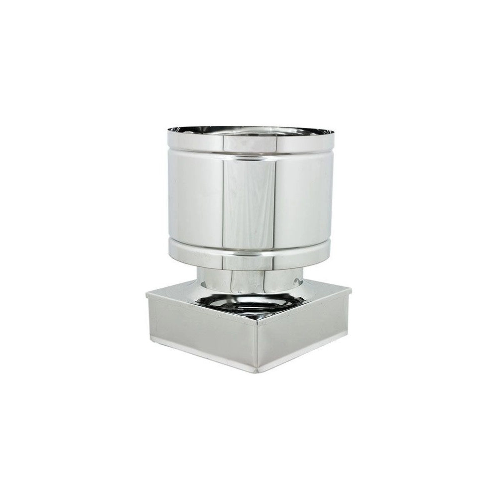 Fumaiolo da 27x27cm tipo botte 4 venti inox aisi 304 base quadra