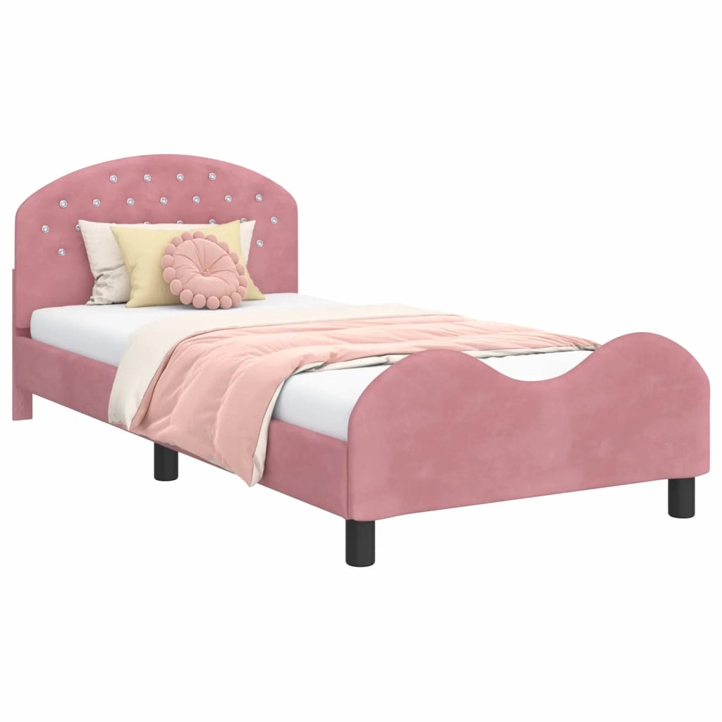 Struttura letto bambini con testata Rosa 90 x 190 cm Velluto 42011123