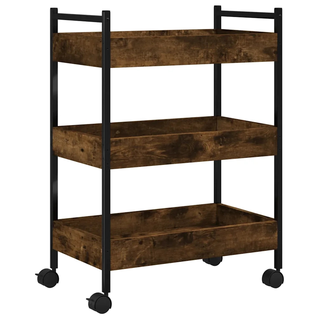 Carrello da Cucina-Scaffale per Cucina Rovere Fumo 50x30x70 cm in Legno Multistrato