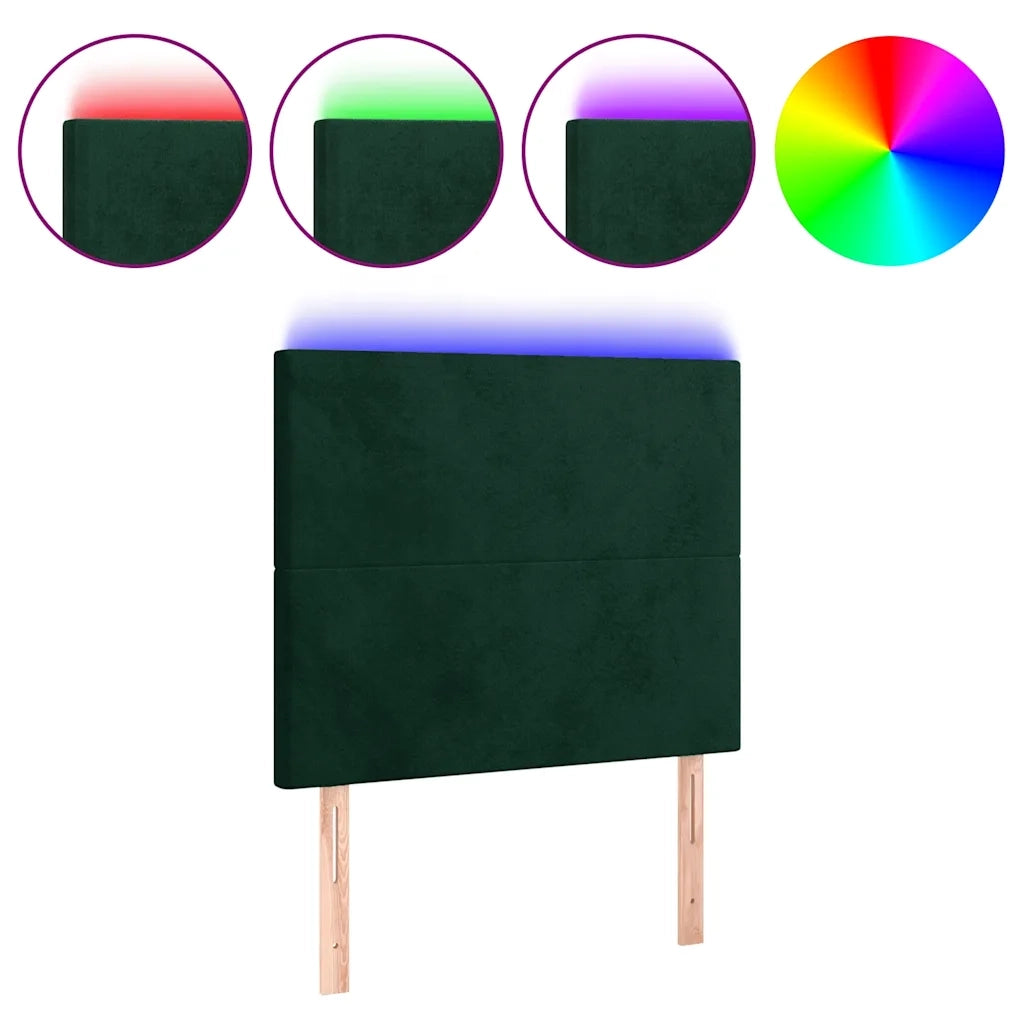 Testiera a LED-Testata con LED Verde Scuro 90x5x118/128 cm in Velluto 402048