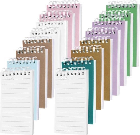 Set di blocchi note mini - 16 blocchi note - 60 pagine - righe - 8 colori - adatto per note - set di 16 blocchi note mini