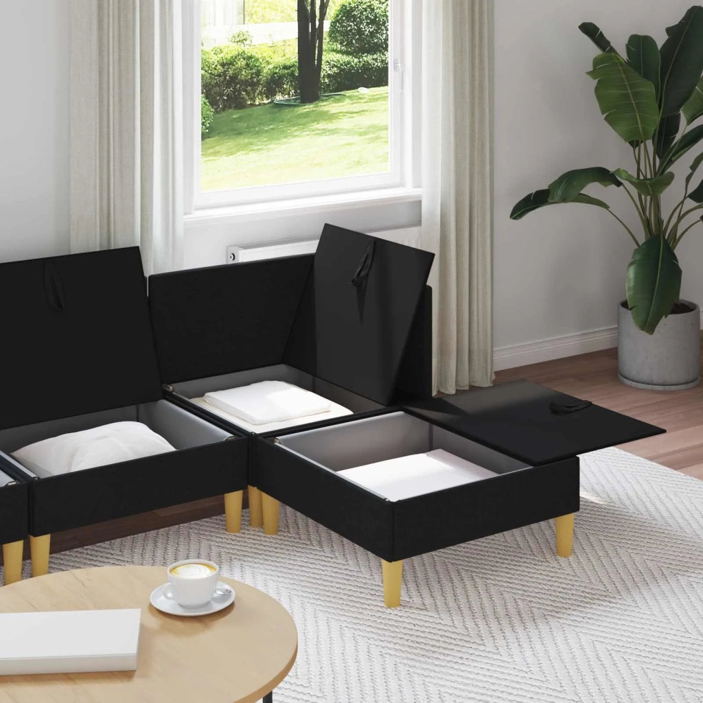 Set di mobili per il soggiorno con cuscino 4 pcs Nero Tessuto 3413685