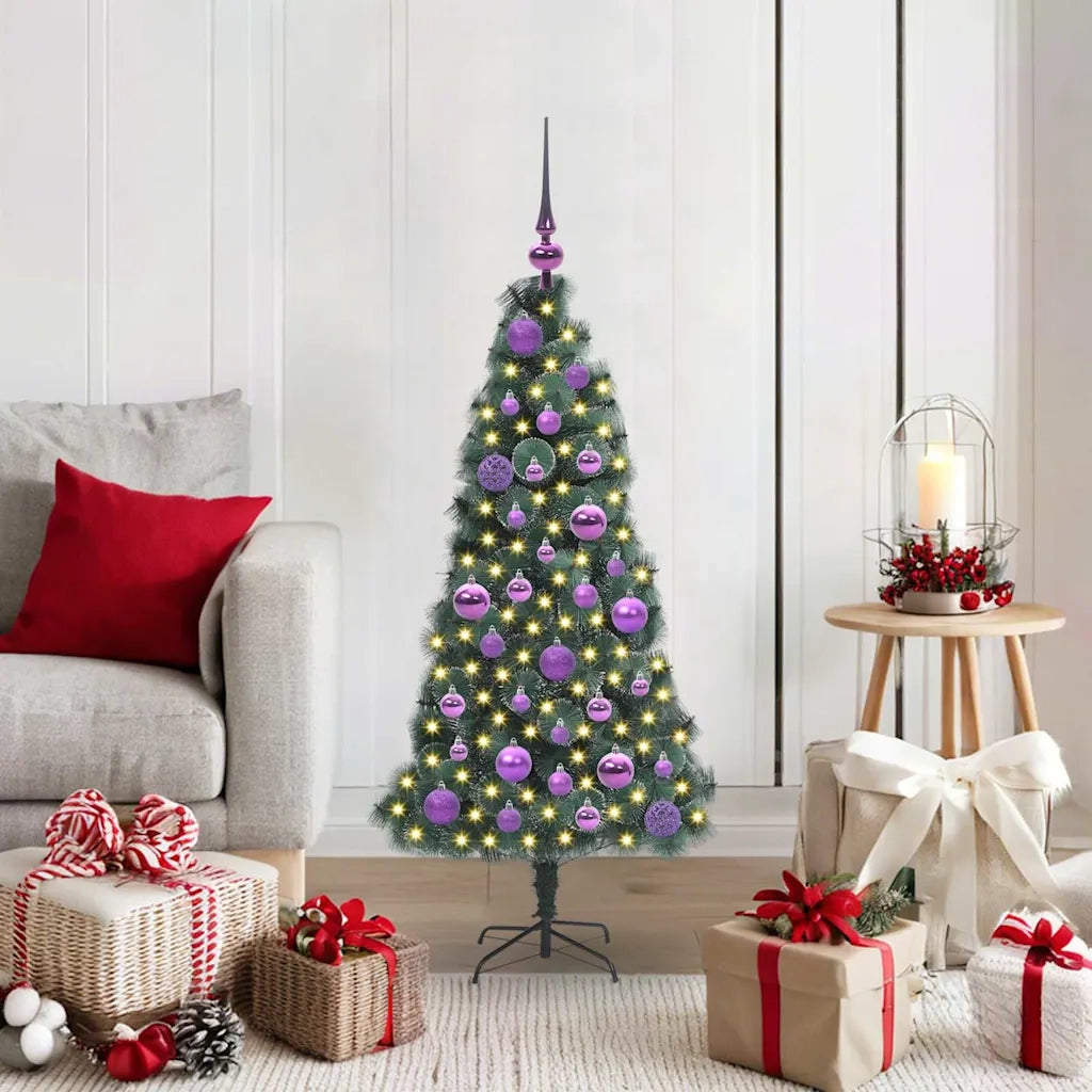 Albero di Natale | Decorazioni natalizie artificiale pre-illuminato con set di palle