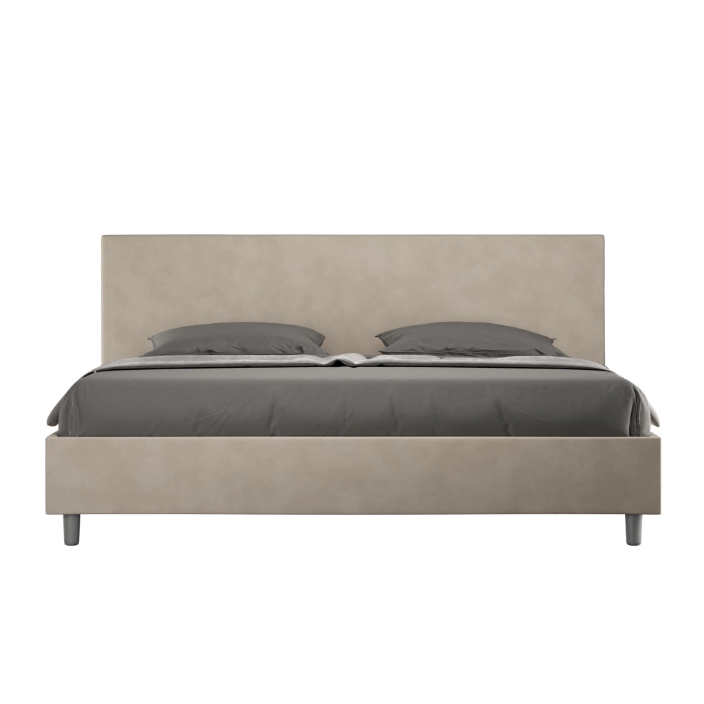 BS COM Letto contenitore imbottito 180x210 microfibra sabbia