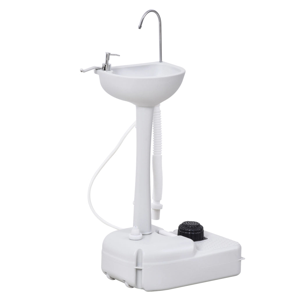 Lavabo Portatile da Campeggio con 2 Ruote. Serbatoio Acqua 17L e Serbatoio Sapone 2.5L. 51x33.5x103cm